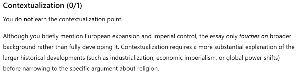 Example of ChatGPT's audited Contextualization feedback.